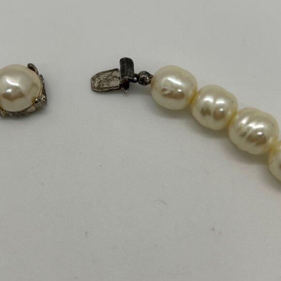 Vintage Faux Baroque Pearl Choker Necklace 15" With Box Clasp Elegant - Picture 14 of 16